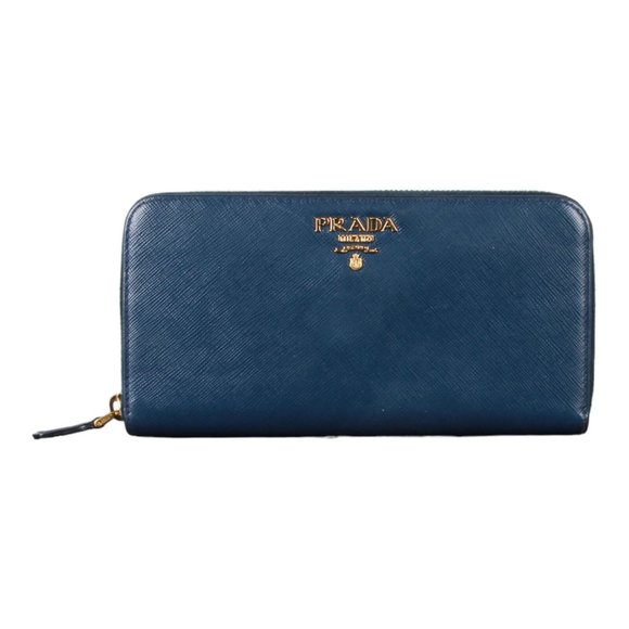 Authentic Prada Saffiano Blue leather zip around wallet - Picture 1 of 11